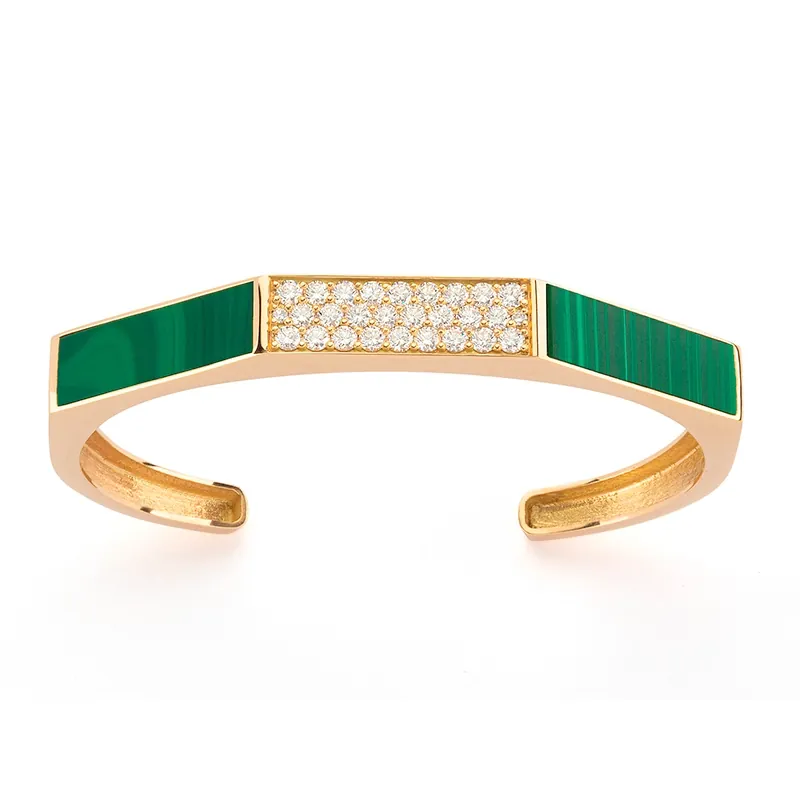 Bracelet jonc or et malachite