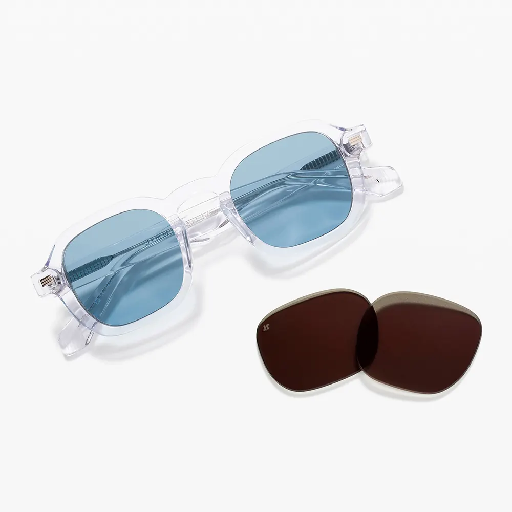 Lunettes transparentes aux verres bleus et verres de rechange